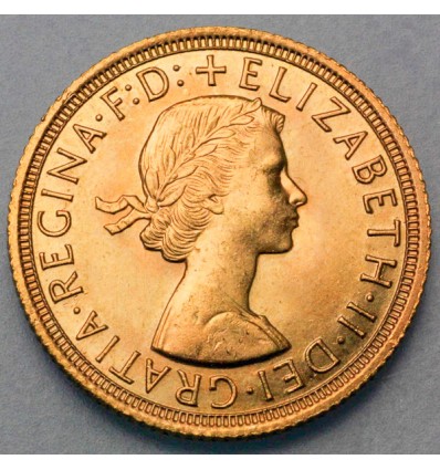 Pièce Or souverain Elisabeth II jeune avers